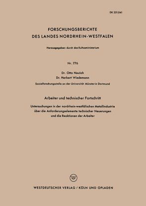 Arbeiter und technischer Fortschritt von Neuloh,  Otto