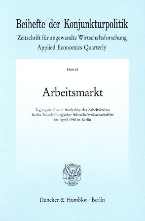 Arbeitsmarkt. von Seitz,  Helmut, Wagner,  Gert