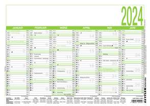 Arbeitstagekalender Recycling 2024 – A4 (29,7 x 21 cm) – 6 Monate auf 1 Seite – Blauer Engel – Tafelkalender – Plakatkalender – Jahresplaner – 907-0700