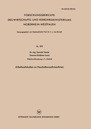 Arbeitszeitstudien an Haushaltswaschmaschinen von Viertel,  Oswald