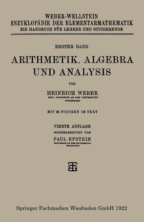 Arithmetik, Algebra und Analysis von Epstein,  Paul, Weber,  Heinrich