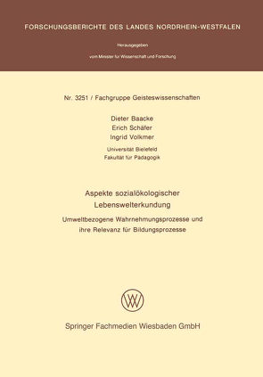 Aspekte sozialökologischer Lebenswelterkundung von Baacke,  Dieter