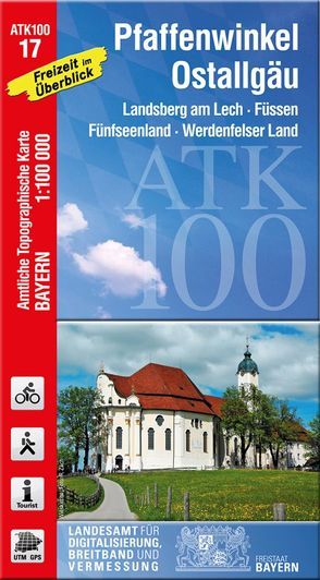 ATK100-17 Pfaffenwinkel, Ostallgäu (Amtliche Topographische Karte 1:100000) von Landesamt für Digitalisierung,  Breitband und Vermessung,  Bayern