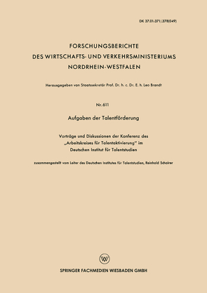 Aufgaben der Talentförderung von Schairer,  Reinhold