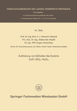 Aufstickung von Schlacken des Systems CaO—SiO2—Al2O3 von Schenck,  Hermann Rudolf