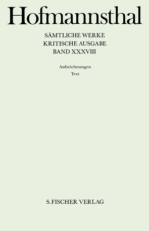 Aufzeichnungen 1: Text Aufzeichnungen 2: Apparat von Braunwarth,  Peter Michael, Heumann,  Konrad, Hirsch,  Rudolf, Hofmannsthal,  Hugo von, Ritter,  Ellen