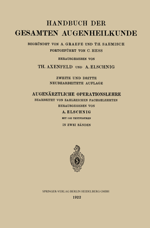 Augenärztliche Operationslehre von Axenfeld,  Theodor, Elschnig,  Anton