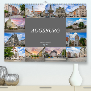 Augsburg Impressionen (Premium, hochwertiger DIN A2 Wandkalender 2023, Kunstdruck in Hochglanz) von Meutzner,  Dirk