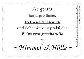 Augusts Erinnerungsschatulle Himmel und Hölle von August Dreesbach Verlag