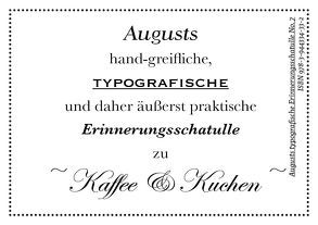 Augusts Erinnerungsschatulle Kaffee und Kuchen von August Dreesbach Verlag