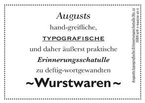 Augusts Erinnerungsschatulle Wurstwaren von August Dreesbach Verlag