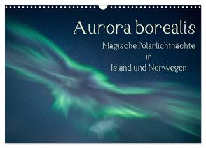 Aurora borealis – Magische Polarlichtnächte in Island und Norwegen (Wandkalender 2024 DIN A3 quer), CALVENDO Monatskalender von Grühn-Stauber,  Kirstin