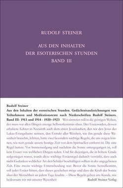 Aus den Inhalten der esoterischen Stunden, Band III: 1913 und 1914; 1920-1923 von Rudolf Steiner Nachlassverwaltung, Sam,  Martina M, Steiner,  Rudolf, Wiesberger,  Hella