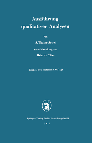 Ausführung qualitativer Analysen von Souci,  Siegfried Walter, Thies,  Heinrich