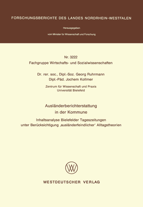 Ausländerberichterstattung in der Kommune von Ruhrmann,  Georg