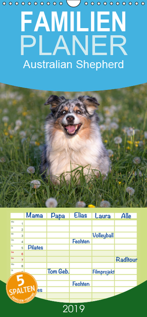 Australian Shepherd – Familienplaner hoch (Wandkalender 2019 , 21 cm x 45 cm, hoch) von Mirsberger www.tierpfoto.de,  Annett