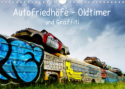 Autofriedhöfe – Oldtimer und Graffiti (Wandkalender 2021 DIN A4 quer) von Gerken,  Klaus