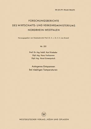 Autogenes Entspannen bei niedrigen Temperaturen von Krekeler,  Karl