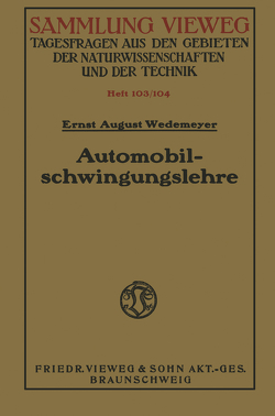 Automobilschwingungslehre von Wedemeyer,  Ernst August