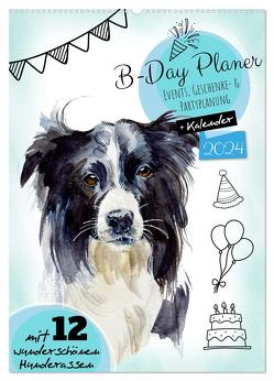 B-DAY PLANER – Aquarell Hunderassen – Für Termine, Geschenke, Eventdetails & mehr (Wandkalender 2024 DIN A2 hoch), CALVENDO Monatskalender von MD-Publishing,  MD-Publishing