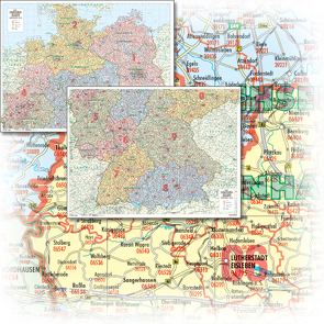 Kastanea Postleitzahlenkarte Deutschland, 1:500 000, Papierkarte gefalzt auf DIN A4