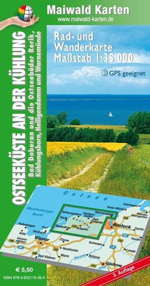 Bad Doberan = Rad- u. Wanderkarte – Ostsee an der Kühlung – Bad Doberan und die Ostseebäder Rerik, Kühlungsborn, Heiligendamm und Warnemünde von Maiwald,  Detlef sen. u. Björn jr., Maiwald,  Gabriele