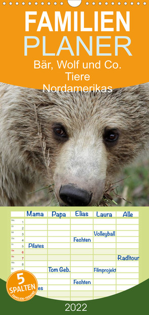 Familienplaner Bär, Wolf und Co – Tiere Nordamerikas (Wandkalender 2022 , 21 cm x 45 cm, hoch) von Salzmann,  Ursula