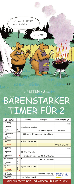 Bärenstarker Timer für 2 2021 von Butz,  Steffen, Korsch Verlag