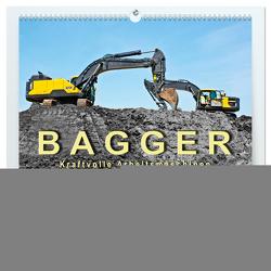 Bagger – kraftvolle Arbeitsmaschinen (hochwertiger Premium Wandkalender 2024 DIN A2 quer), Kunstdruck in Hochglanz von Roder,  Peter