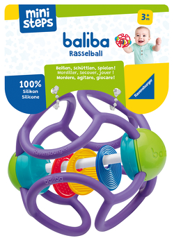 Ravensburger ministeps 4153 baliba Rasselball – Flexibler Greifling, Beißring und Babyrassel – Baby Spielzeug ab 3 Monate – lila