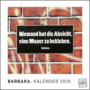 BARBARA. 2020 – Origineller Wandkalender von DUMONT – Straßenschilder mit Botschaft – Streetart-Kunst – Quadratformat 24 x 24 cm von Barbara., DUMONT Kalenderverlag