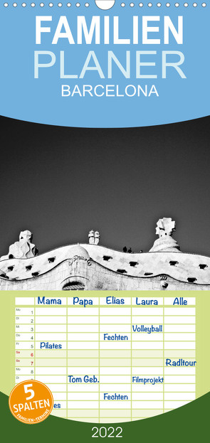 Familienplaner BARCELONA [black/white] (Wandkalender 2022 , 21 cm x 45 cm, hoch) von photography [Daniel Slusarcik],  D.S