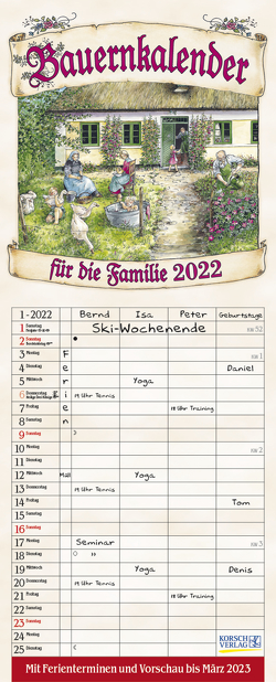 Bauernkalender 2022 von Korsch Verlag, Versley,  Christa