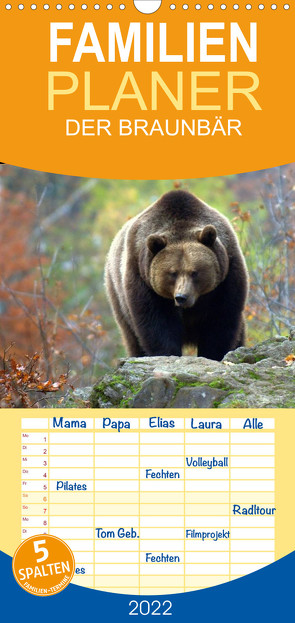 Familienplaner Begegnungen DER BRAUNBÄR (Wandkalender 2022 , 21 cm x 45 cm, hoch) von GUGIGEI