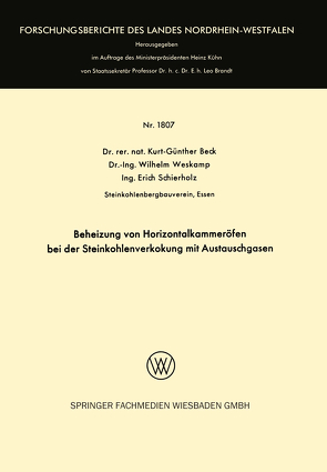 Beheizung von Horizontalkammeröfen bei der Steinkohlenverkokung mit Austauschgasen von Beck,  Kurt-Günther