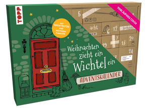 Bei uns zieht ein Wichtel ein – Adventskalender mit Wichteltür, Bastelmaterial und Anleitungbuch von Peschke,  Wolfgang