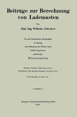 Beiträge zur Berechnung von Lademasten von Gütschow,  Wilhelm