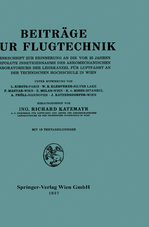 Beiträge zur Flugtechnik von Katzmayr,  Richard, Kirste,  Léon