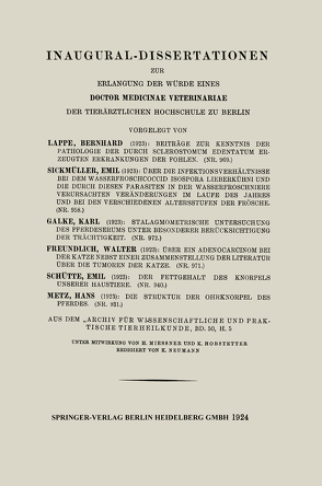 Beiträge zur Kenntnis der Pathologie der durch Sclerostomum Edentatum erzeugten Erkrankungen der Fohlen von Lappe,  Bernhard