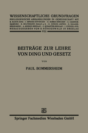 Beiträge zur Lehre von Ding und Gesetz von Bommersheim,  Paul