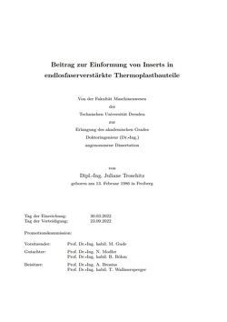 Beitrag zur Einformung von Inserts in endlosfaserverstärkte Thermoplastbauteile von Troschitz,  Juliane