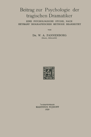 Beitrag zur Psychologie der tragischen Dramatiker von Pannenborg,  Willem August