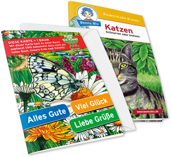 Benny Blu – Set Glückwunschkarte Motiv Schmetterling + Wissensbuch Katzen von Herbst,  Nicola und Thomas, Schöner,  Gregor, Tonn,  Dieter