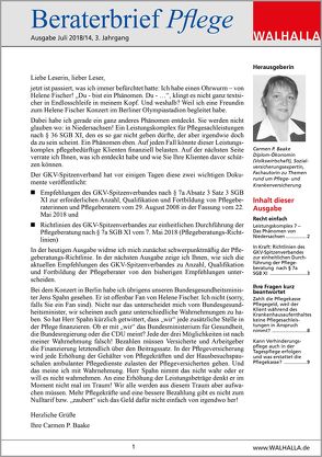 Beraterbrief Pflege Ausgabe Juli 2018/14 von Baake,  Carmen P.