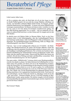 Beraterbrief Pflege Ausgabe Oktober 2018/19 von Baake,  Carmen P.