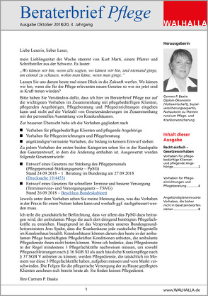Beraterbrief Pflege Ausgabe Oktober 2018/20 von Baake,  Carmen P.