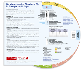 Beratungsscheibe Etherische Öle in Therapie und Pflege von Hergenröther,  Andrea