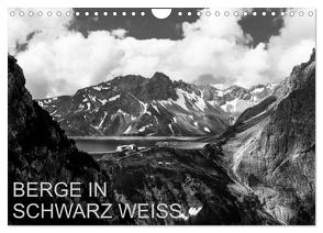 BERGE IN SCHWARZ WEISS (Wandkalender 2024 DIN A4 quer), CALVENDO Monatskalender von Dzikowski,  Thomas