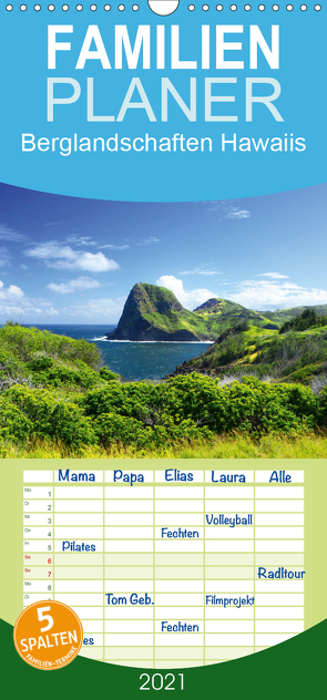 Berglandschaften Hawaiis – Familienplaner hoch (Wandkalender 2021 , 21 cm x 45 cm, hoch) von by Sylvia Seibl,  CrystalLights