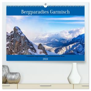 Bergparadies Garmisch – traumhafte Impressionen (hochwertiger Premium Wandkalender 2024 DIN A2 quer), Kunstdruck in Hochglanz von Rosier (Videografic),  Thomas